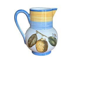 Villeroy & Boch Amarillo Earthenware Pitcher with Fruit Design 60 Oz